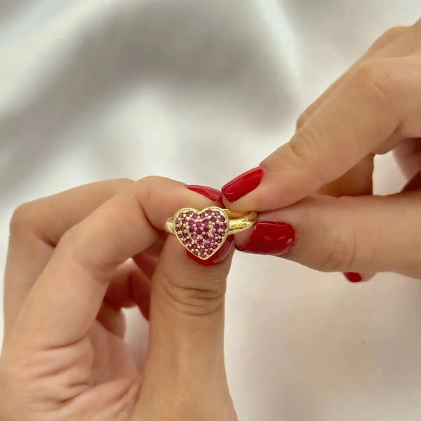 Anillo Corazón Fucsia