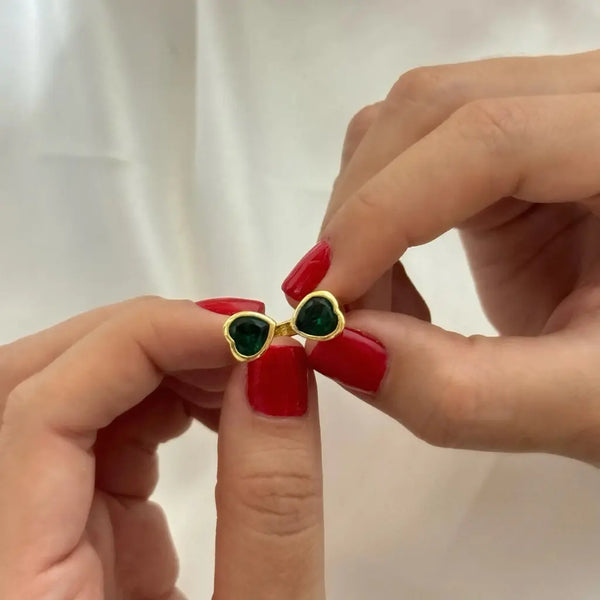Anillo Corazones Esmeralda