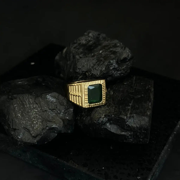 Anillo Cristal Esmeralda Cuadrado