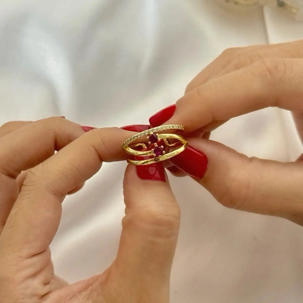 Anillo Cristal Fucsia