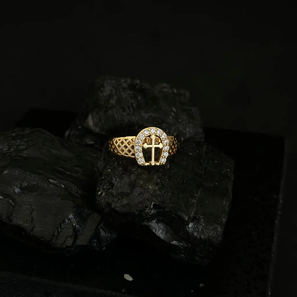 Anillo Cruz con Cristales