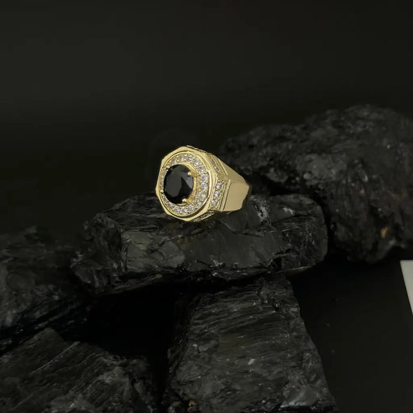 Anillo De Caballero De Cristales Negros y Blancos + Envío Gratis