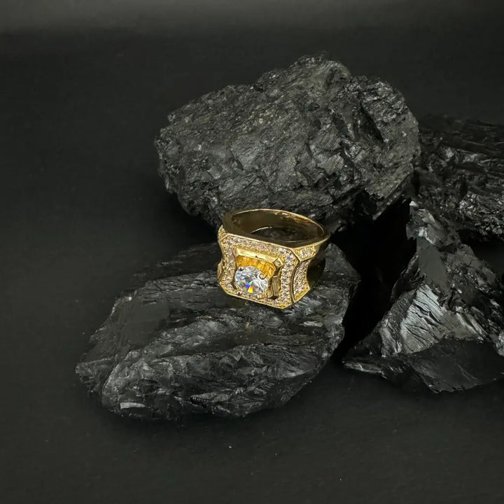 Anillo De Caballero De Piedras Cristales Y Cristal Grande + Envío Gratis