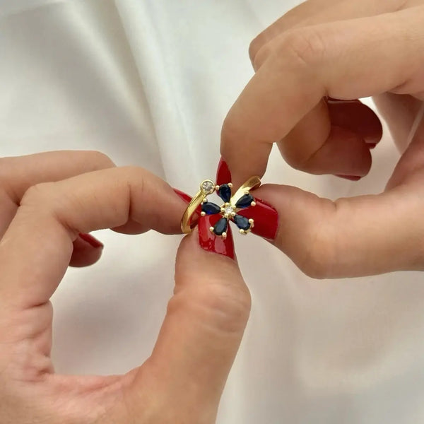Anillo Flor Azul