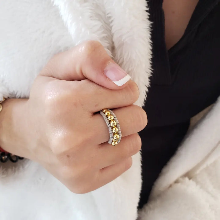 Anillo Tejido De Balines Lisos