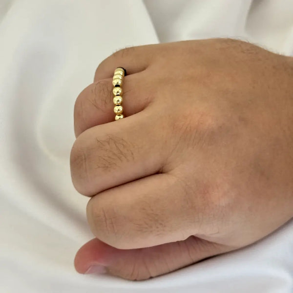 Anillo Tejido De Balines Dorados