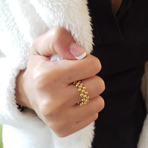 Anillos Tejido De Tres Carriles De Balines Lisos