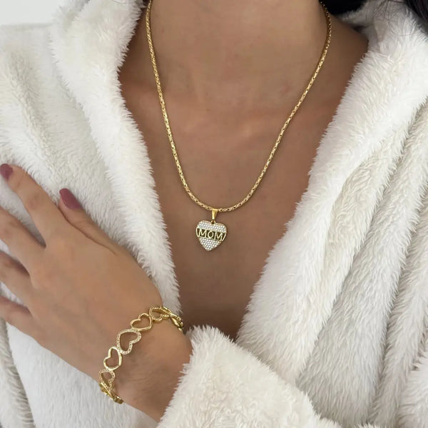 Cadena De Dama De Tejido Serpiente Con Dije De Corazón O Aro De Corazones + Envío Gratis (Son Piezas Individuales)