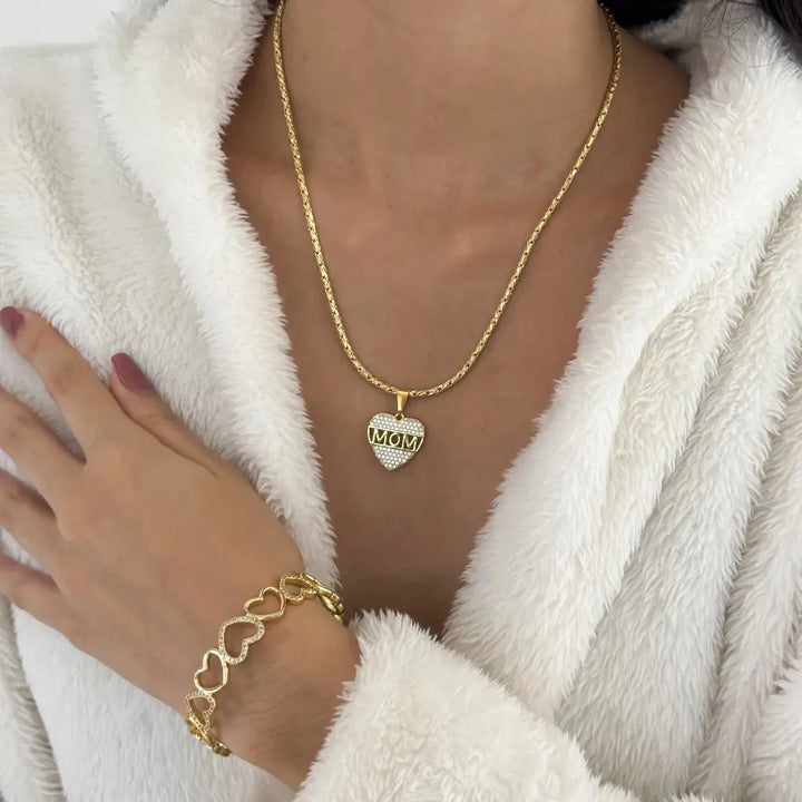 Cadena De Dama De Tejido Serpiente Con Dije De Corazón O Aro De Corazones + Envío Gratis (Son Piezas Individuales)