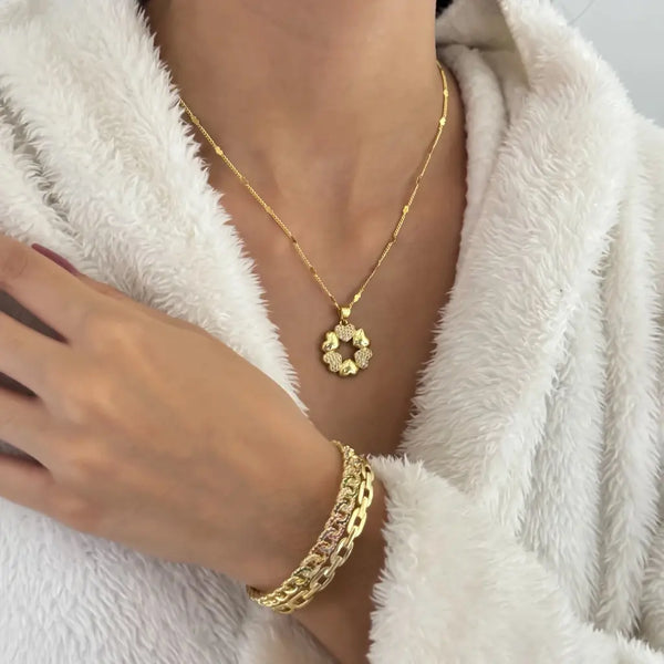 Cadena De Dama De Tejido Tejido Cubana Con Corazones Con Dije De Corazones O Aro De Diseño Cadena + Envío Gratis (Son Piezas Individuales, Cadena + Dije O Aro)