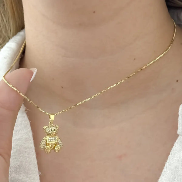 Cadena De Dama De Tejido Veneciano De 50cm-1mm De Grosor Con Dije De Oso + Envío Gratis