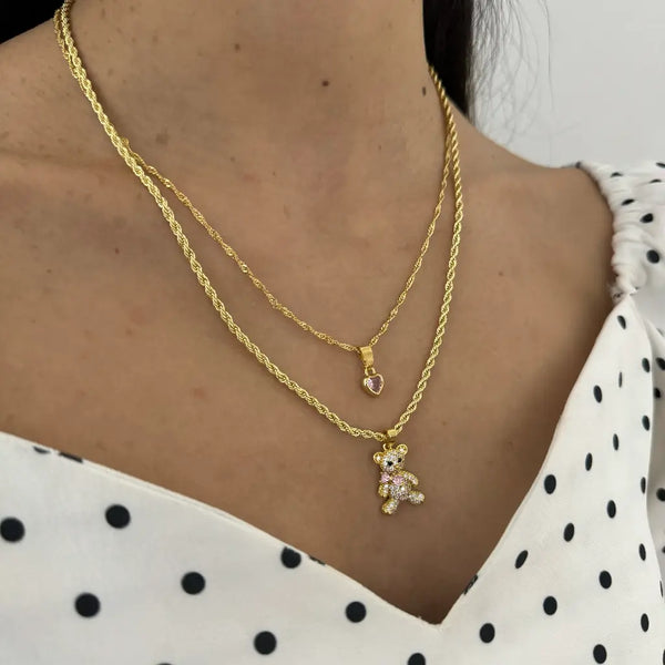 Conjunto De Dama De Cadenas De Tejido Lazo De 50cm-3mm Y Cadena De Tejido Singapur De 50cm-2mm + Dijes Y Envío Gratis