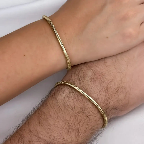 Pulseras De Parejas De Tejido Serpiente De 3mm De Grosor